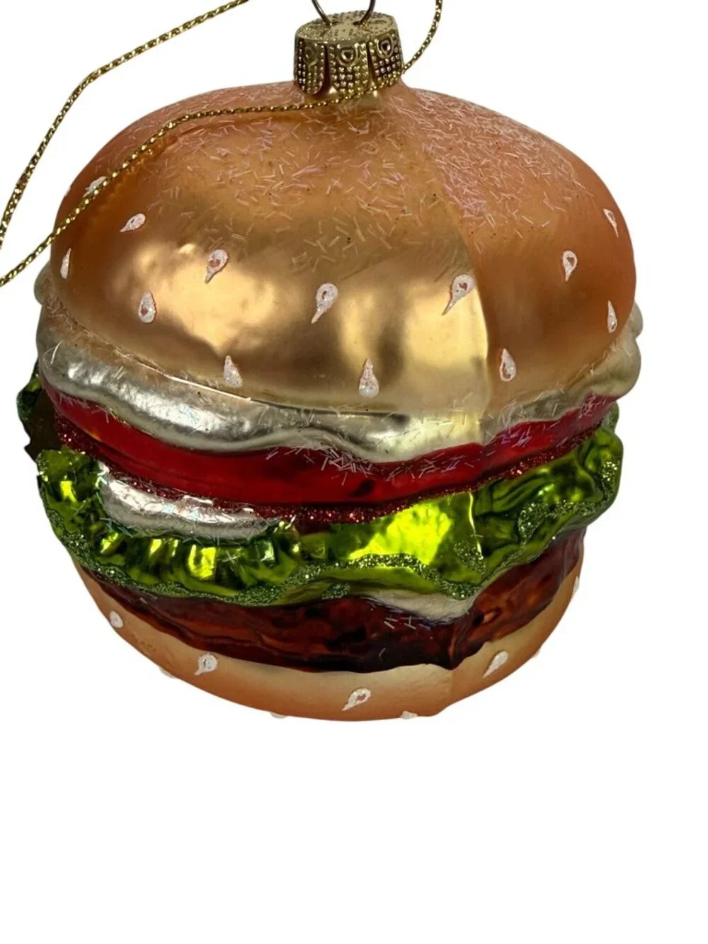 Glass Hamburger Christmas Tree Ornament Food-Themed Holiday Decoration Pop Art